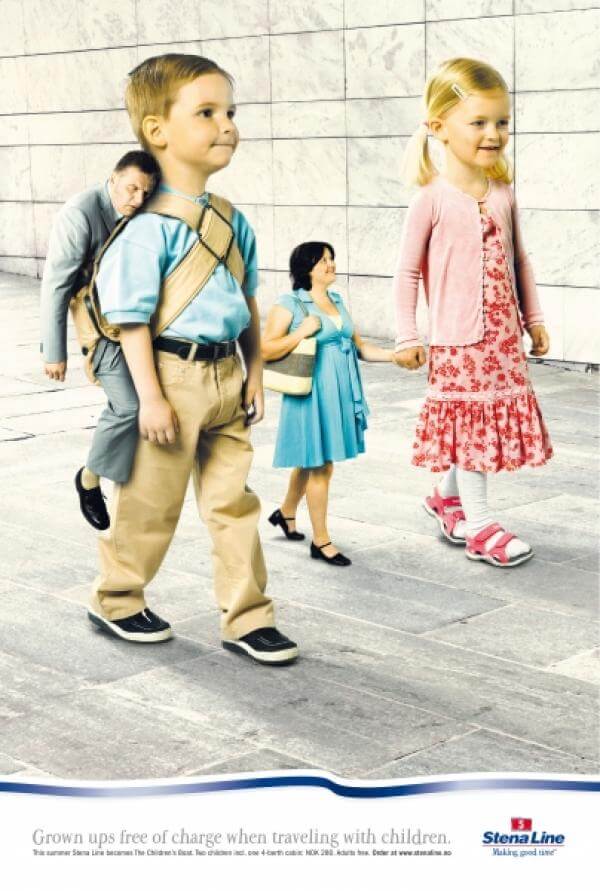 Niños figura retórica anástrofe publicidad StenaLine