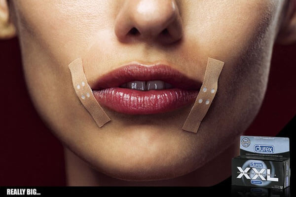 Figura retórica alusión labios de mujer publicidad Durex
