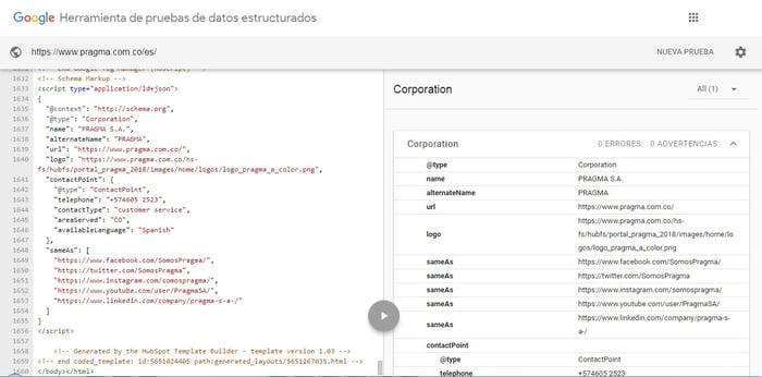 uso de datos estructurados en Pragma