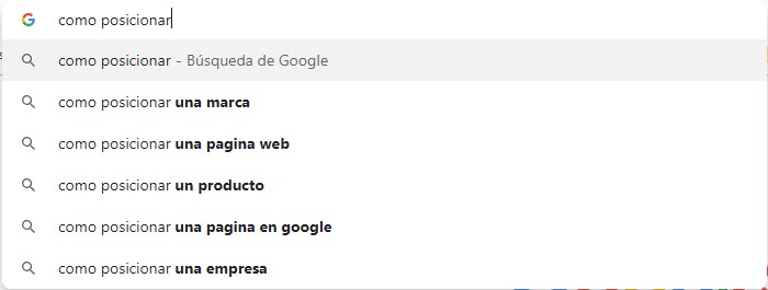 palabras clave sugeridas en la búsqueda de Google